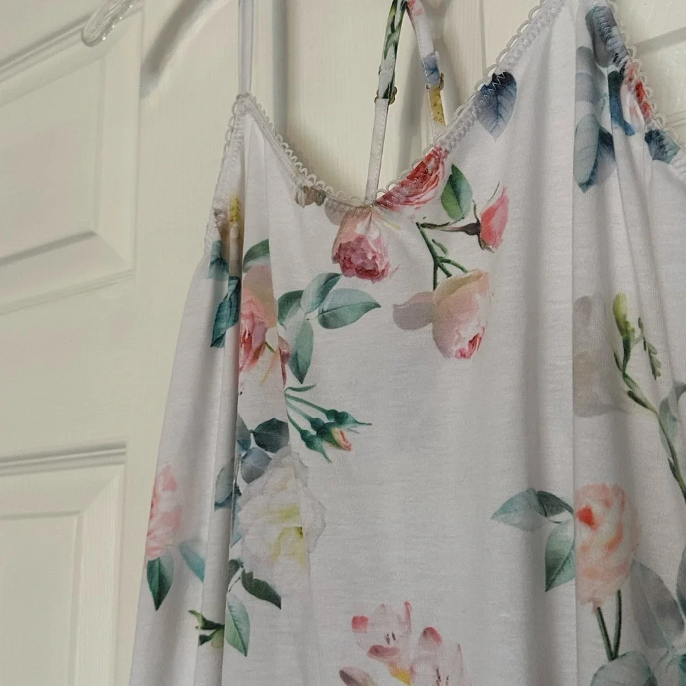 Flora Nikrooz Floral Chemise in White and Pink - Size S - EUC - Bridal